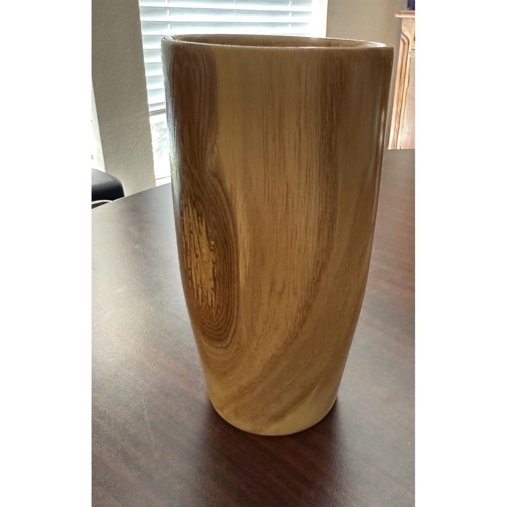 Handmade Wooden Cup Natural Grain Polished Tea Mug Brown 6 Inch
